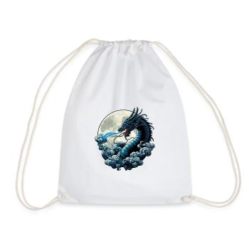 Mystical Blue Dragon with Moon - Enchanted Night - Drawstring Bag - white - Front
