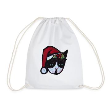 Panda-Weihnachtsmann-Stechpalmenmaske - Turnbeutel - Weiß - Vorne