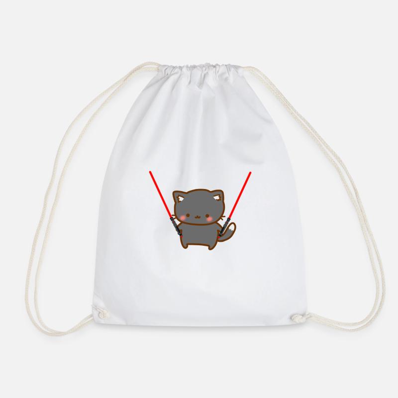 Chat mignon avec 2 sabres laser rouges - Sac de sport léger - blanc
