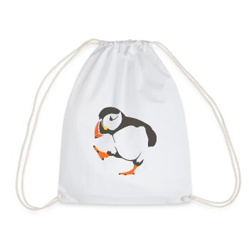 Walking puffin - Drawstring Bag - white - Front