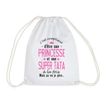 PRINCESSE SUPER TATA cadeau tante marraine - Sac de sport léger - blanc - Devant