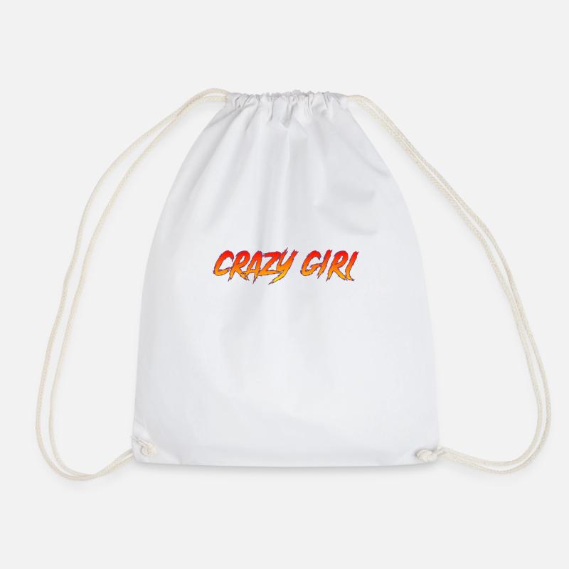 Crazy Girl - Drawstring Bag - white