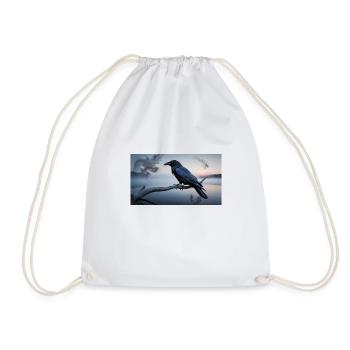 Raven over water with fog / Ravencoininspired - Drawstring Bag - white - Front