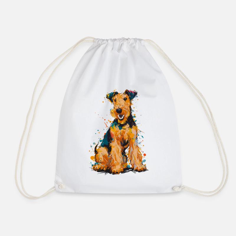 Airedale Terrier - Turnbeutel - Weiß