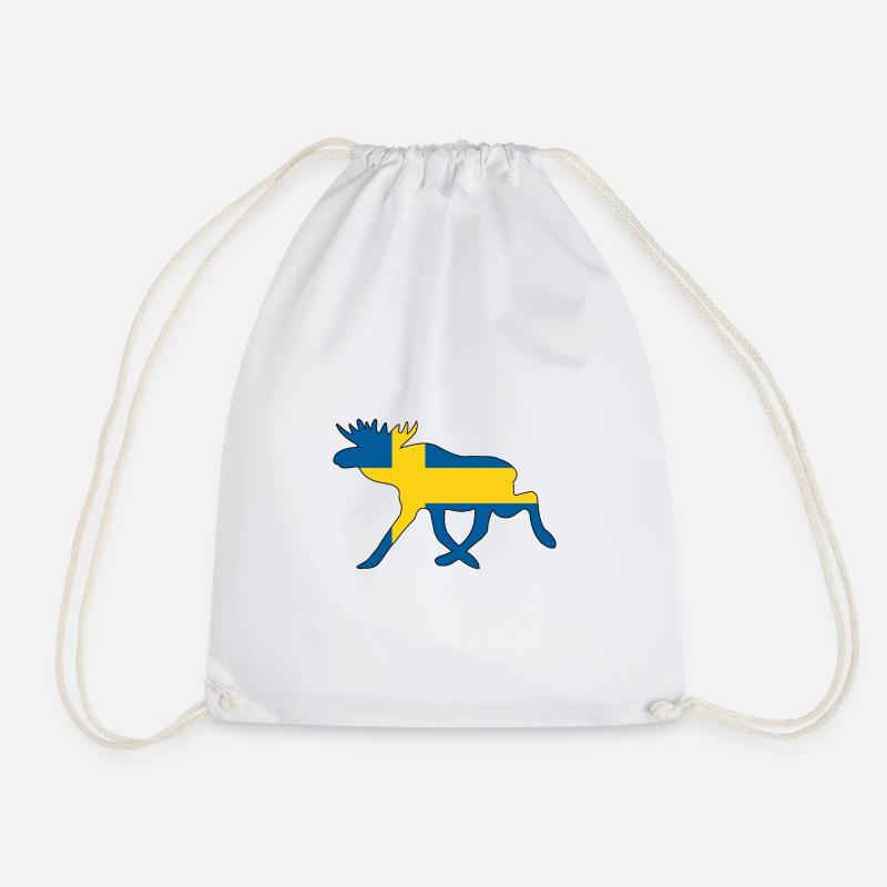 Elch Schwedenflagge Schweden Elche Geschenkidee - Turnbeutel - Weiß