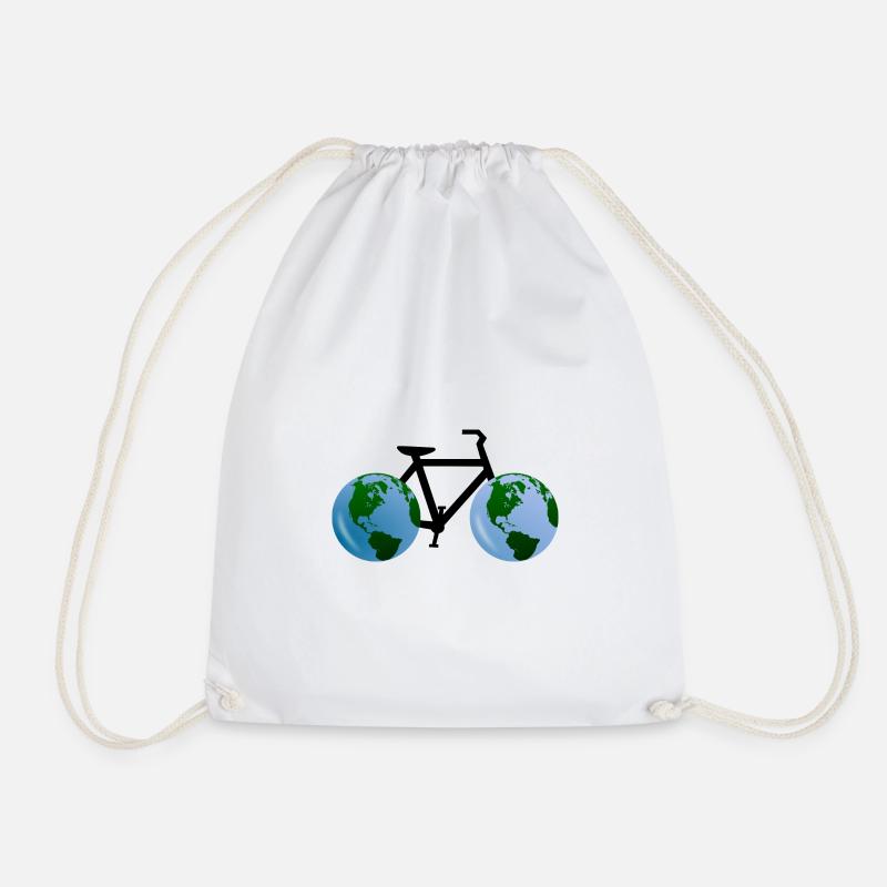 Bicycle with globe - Drawstring Bag - white