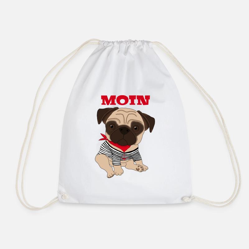 Moin Mops Hund Geschenkidee - Turnbeutel - Weiß
