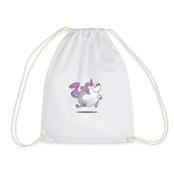 Unicorn / Unicorn - fat and happy - Drawstring Bag - white - Front