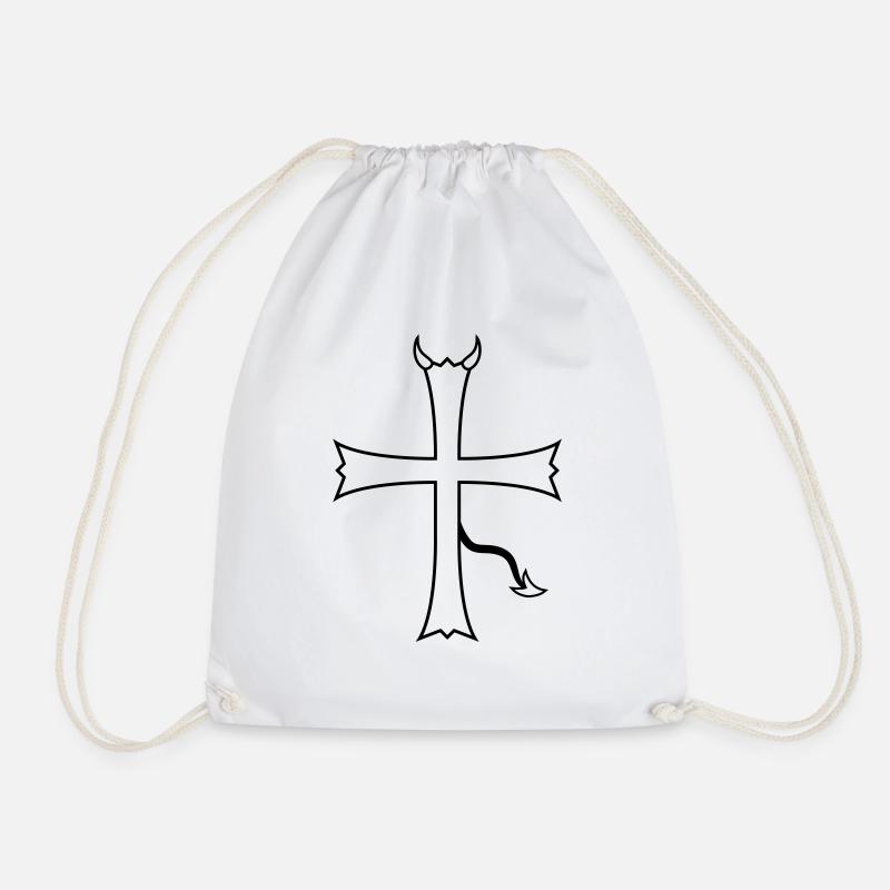 satan evil hell devil daemon hoerner church sy - Drawstring Bag - white