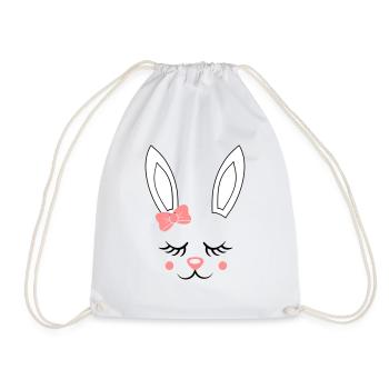 Visage de lapin cadeau de Pâques lapin mignon lapin lapin - Sac de sport léger - blanc - Devant