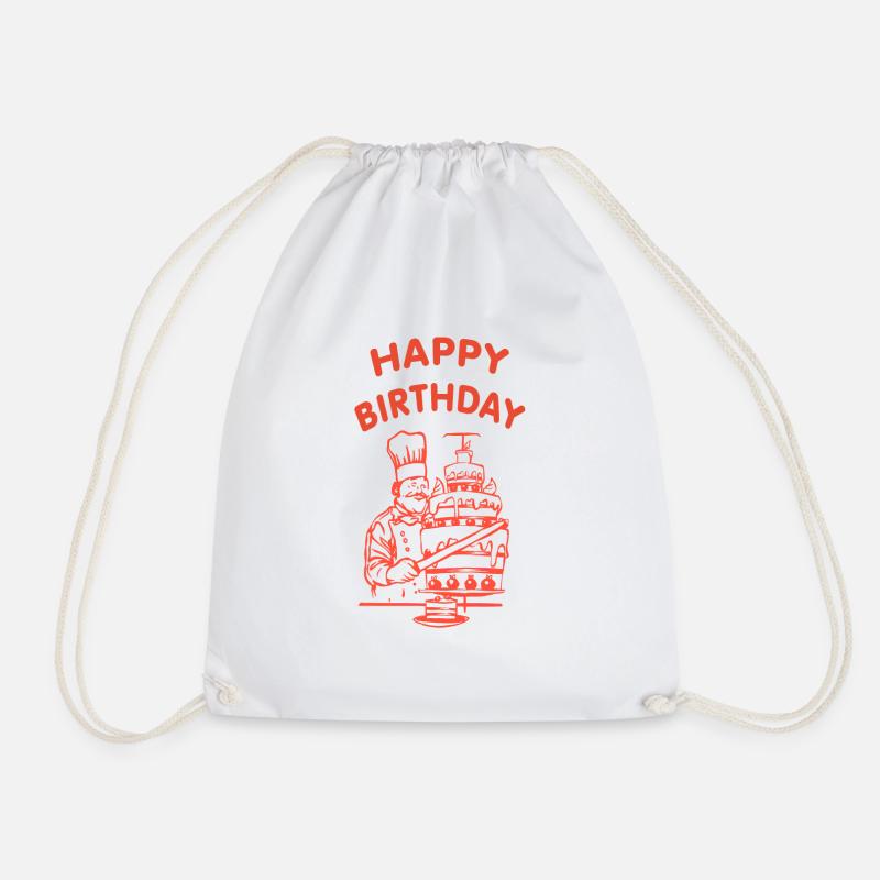Döner Kebab - Geburtstagskuchen mit Happy Birthday - Turnbeutel - Weiß