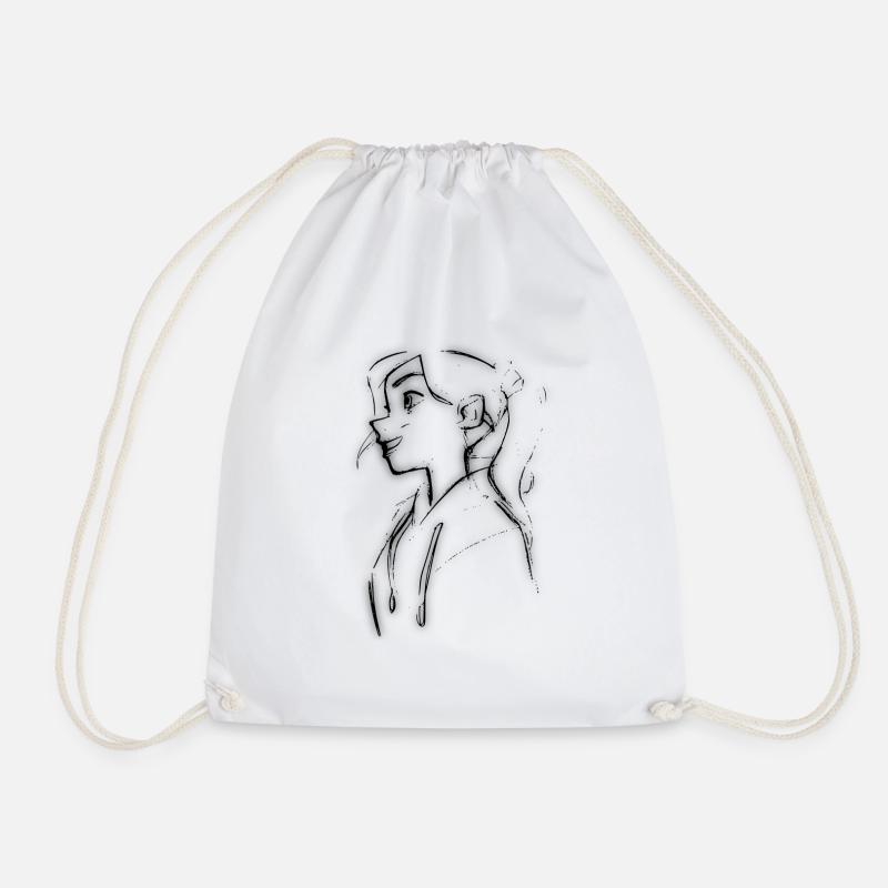 Anime Girl - Drawstring Bag - white