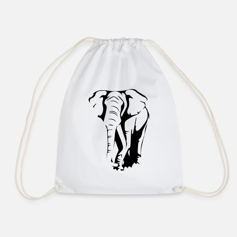 Elephant - Drawstring Bag - white