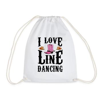 I Love Line Dancing Line Dance Country Music - Drawstring Bag - white - Front