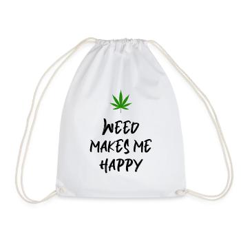 l’herbe me rend heureux cannabis marijuana - Sac de sport léger - blanc - Devant