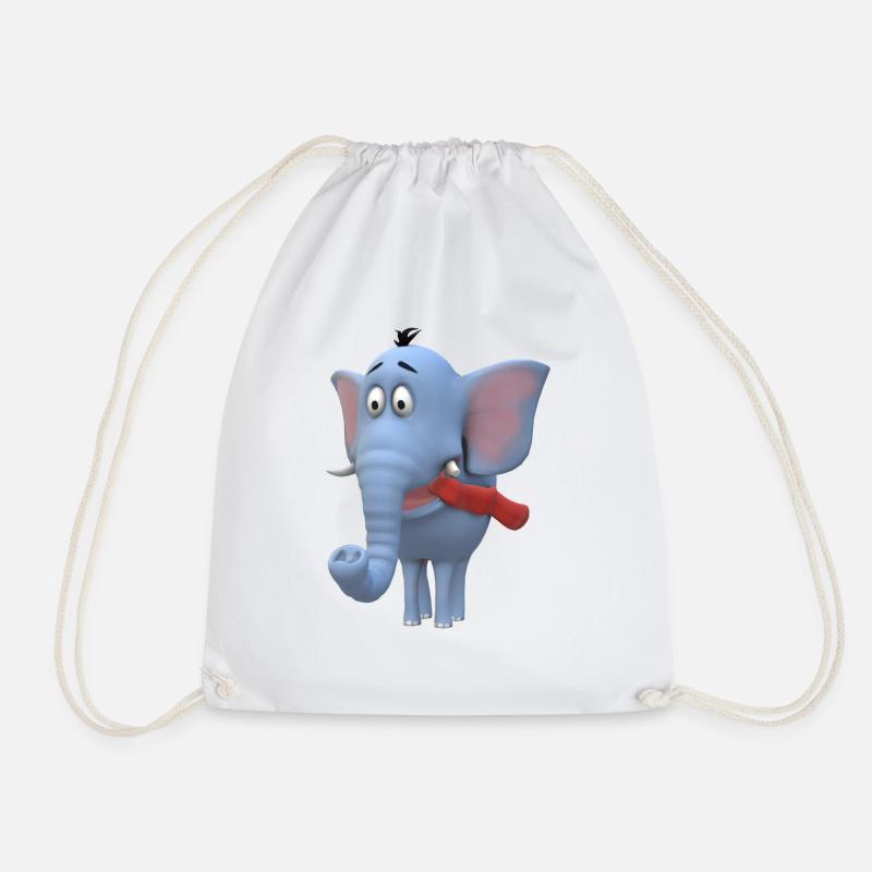 Elephant Baby Child - Drawstring Bag - white