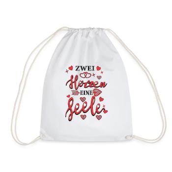 Zwei Herzchen eine Seele Valentinstag Spruch - Turnbeutel - Weiß - Vorne