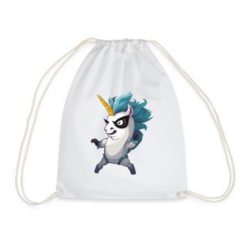 Angry Unicorn, Fighting Unicorn, Hero Unicorn - Turnbeutel - Weiß - Vorne