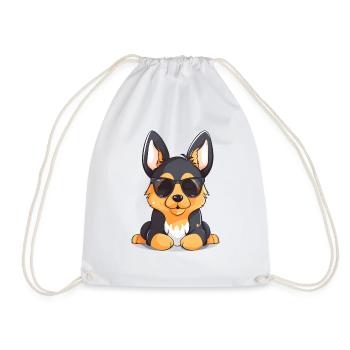 German Shepherd puppy with sunglasses - Drawstring Bag - white - Front