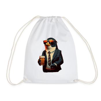 Sonnenbrille, Anzug und Bier. Cooler Pinguin - Turnbeutel - Weiß - Vorne