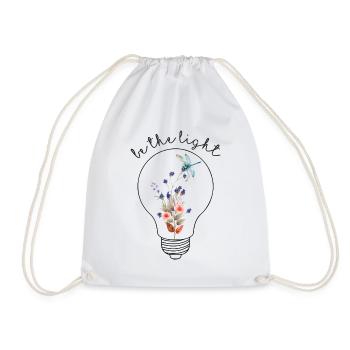Be the Light A Lightbulb Lamp with Flowers - Drawstring Bag - white - Front