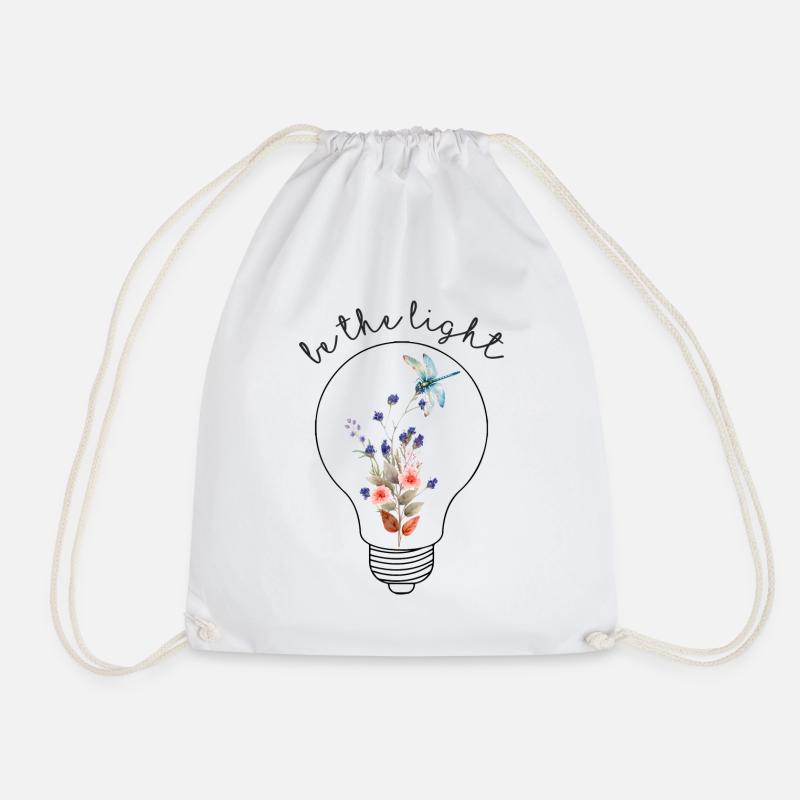 Be the Light A Lightbulb Lamp with Flowers - Turnbeutel - Weiß