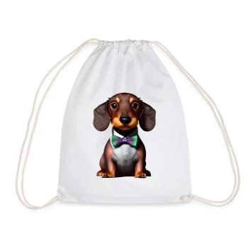 Dachshund Dogs with Suit Dachshund Puppy Dog - Drawstring Bag - white - Front