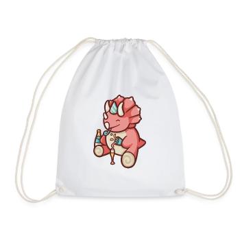 hugadino party dino, cute dinosaur - Drawstring Bag - white - Front