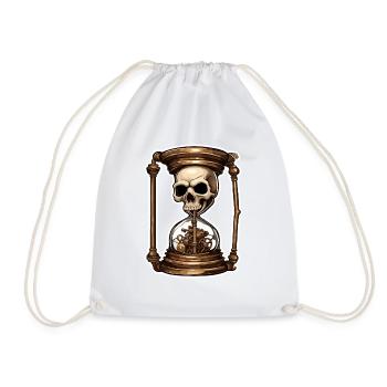 Sanduhr / Zeitmesser / Antik /Sandkörner / Ablauf - Turnbeutel - Weiß - Vorne
