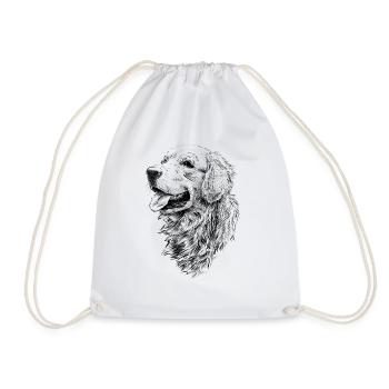 Golden Retriever Hund Zeichnung - Turnbeutel - Weiß - Vorne