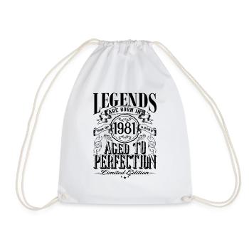 Vintage Born One Month 1981 Birthday - Drawstring Bag - white - Front