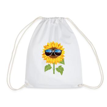 Sunflower with sunglasses - Drawstring Bag - white - Front