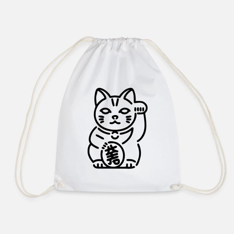 Maneki Neko Katze - Turnbeutel - Weiß