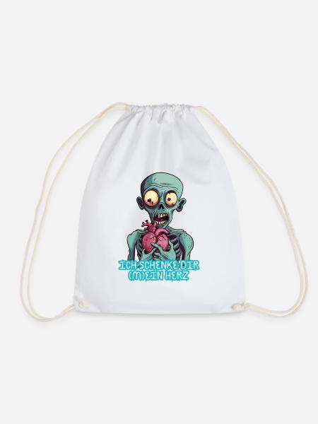 Ich schenke dir mein Herz - Zombie Liebe Partner - Turnbeutel - Weiß