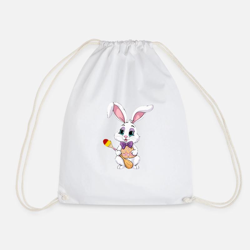 Lapin de Pâques avec des œufs de Pâques - Sac de sport léger - blanc