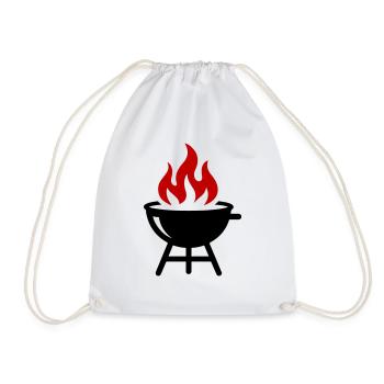 Grill Flame Icon - Drawstring Bag - white - Front