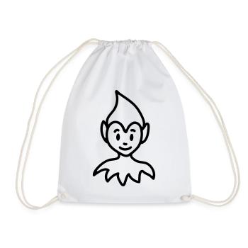 Little Elf - line - Drawstring Bag - white - Front