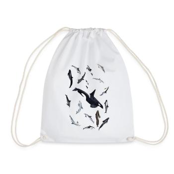 Dolphins and orca - Dolphins all around - Dauphins - Drawstring Bag - white - Front