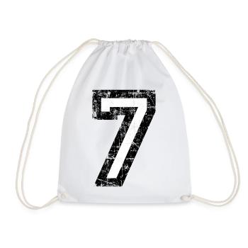 Zahl 7 (Vintage Weiß) 7. Geburtstag Nr. 7 - Turnbeutel - Weiß - Vorne