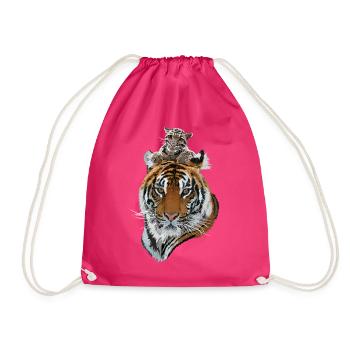 Bengal Tiger and Hazy Tiger - Drawstring Bag - fuchsia - Front