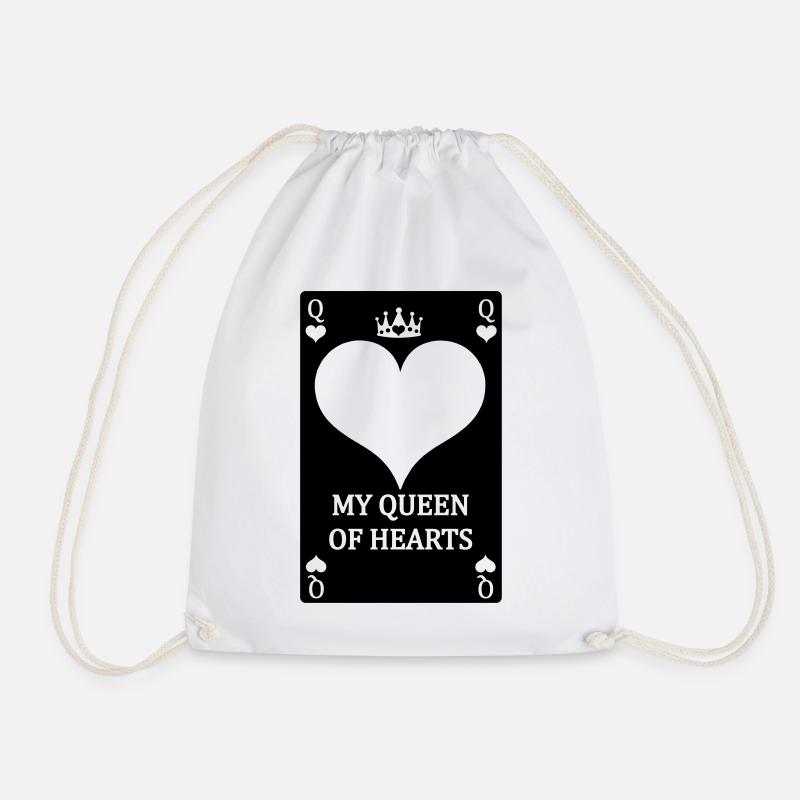 Playing card MY QUEEN OF HEARTS - Drawstring Bag - white