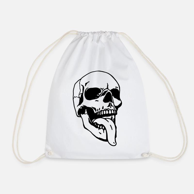 Skull - Drawstring Bag - white