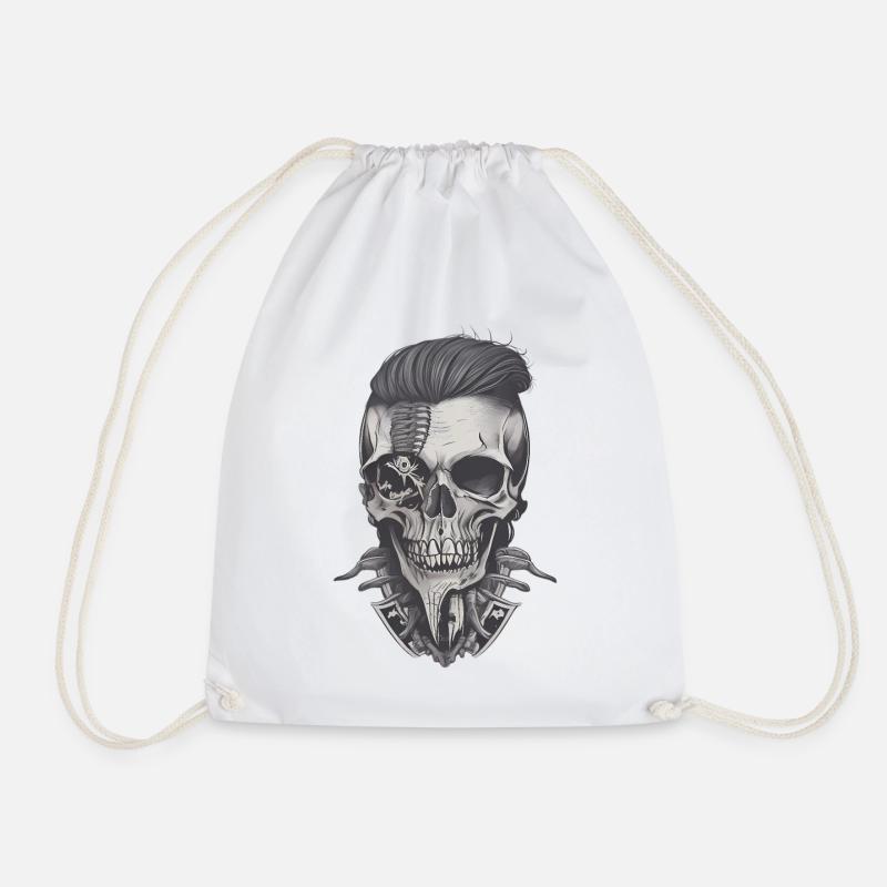 Hipster Totenkopf - Turnbeutel - Weiß