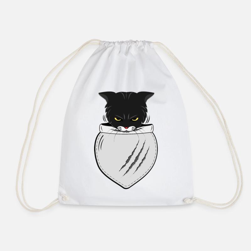 Taschen-Katze | Katzenliebhaber Geschenke - Turnbeutel - Weiß