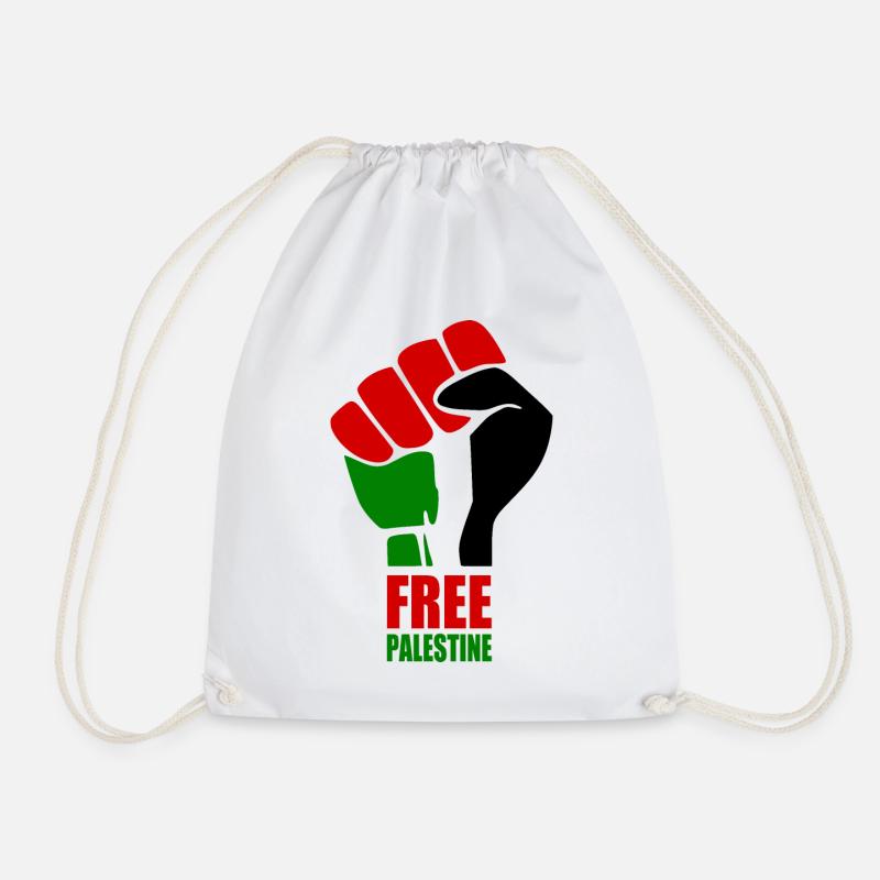 Free palestine hand - Drawstring Bag - white