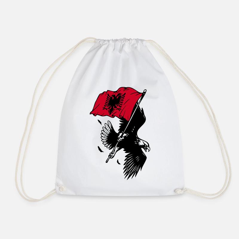 Albanian eagle with flag - Drawstring Bag - white