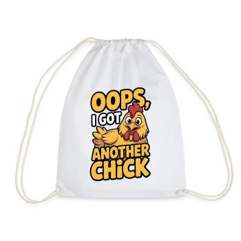 Oops I Got Another Chicken | Funny Farming Pun - Drawstring Bag - white - Front