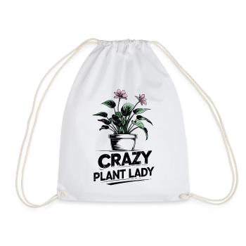 Crazy Plant Lady Floral Pot Tee - Drawstring Bag - white - Front