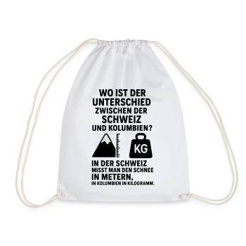 Blague de neige Suisse Colombie Mètre Kilogramme - Sac de sport léger - blanc - Devant