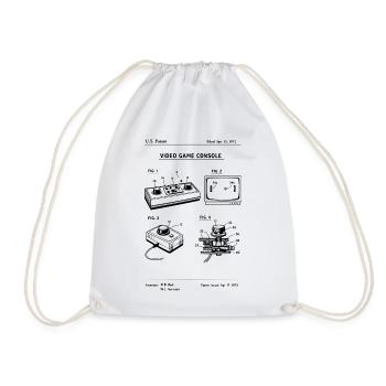 retro gaming console blueprint patent - Drawstring Bag - white - Front